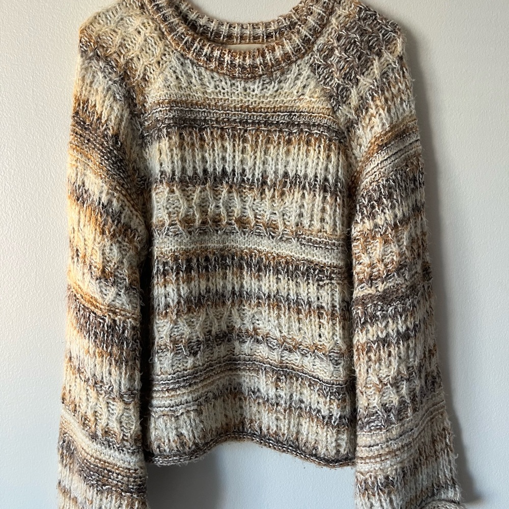 Universal Thread Textured Knit Sweater in Brown and Cream